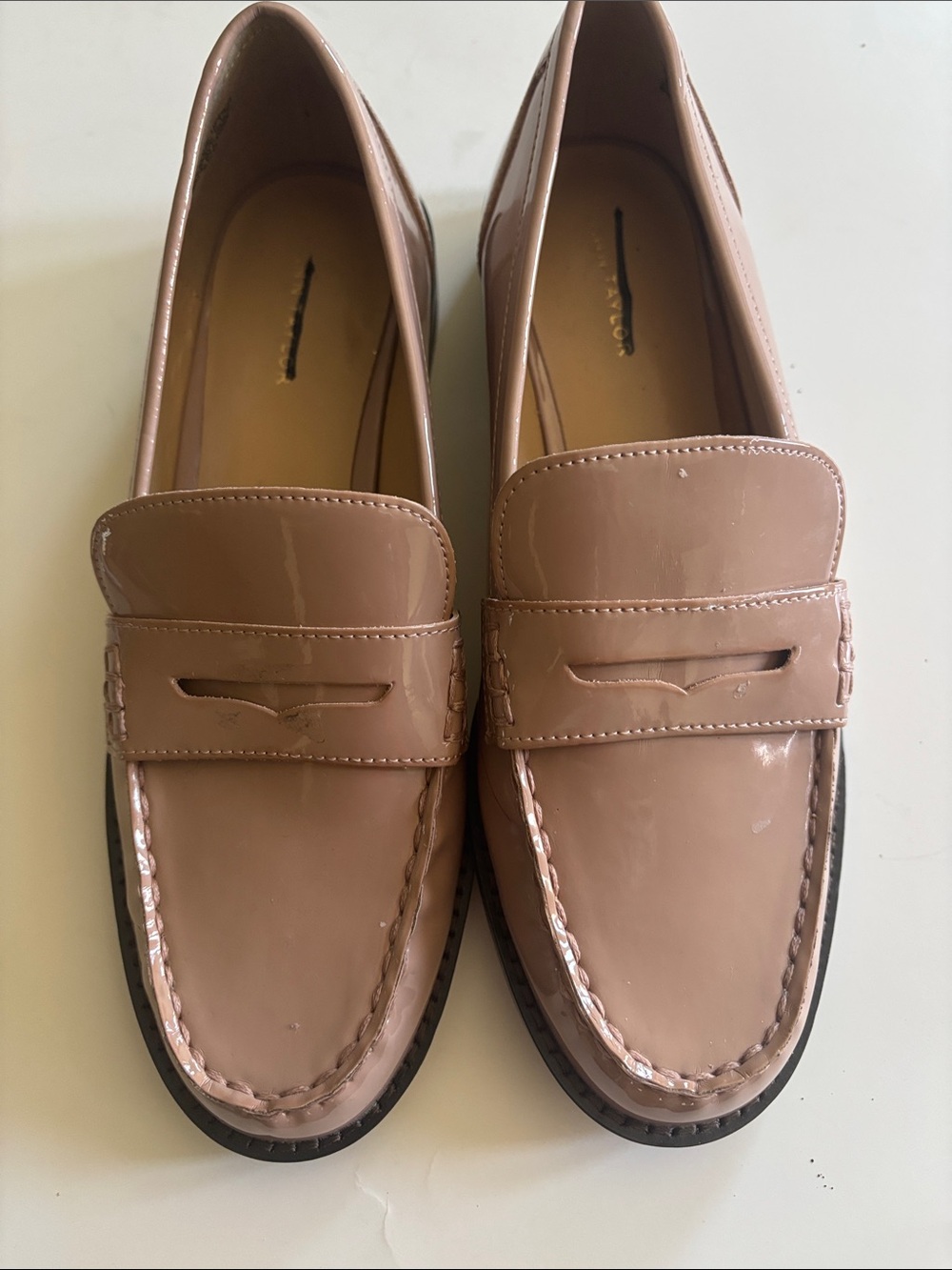 Ann Taylor  Patent Penny Loafers in Blush